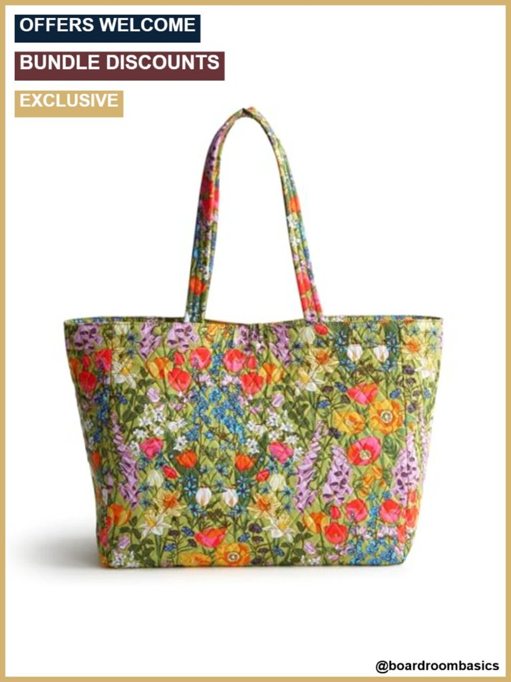 Premium Cotton Tote Bag with Shoulder Strap and Interior Pockets